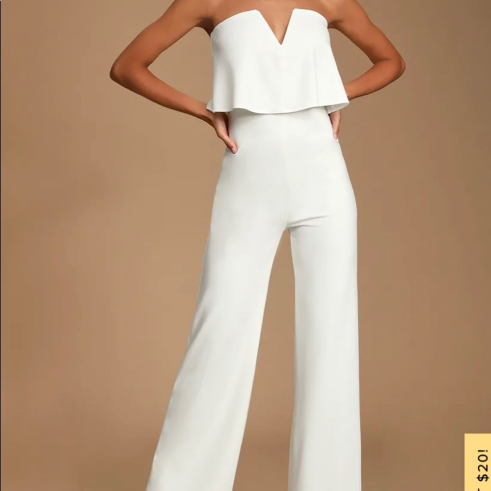 LuLu’s Power of Love White Strapless Jumpsuit XS